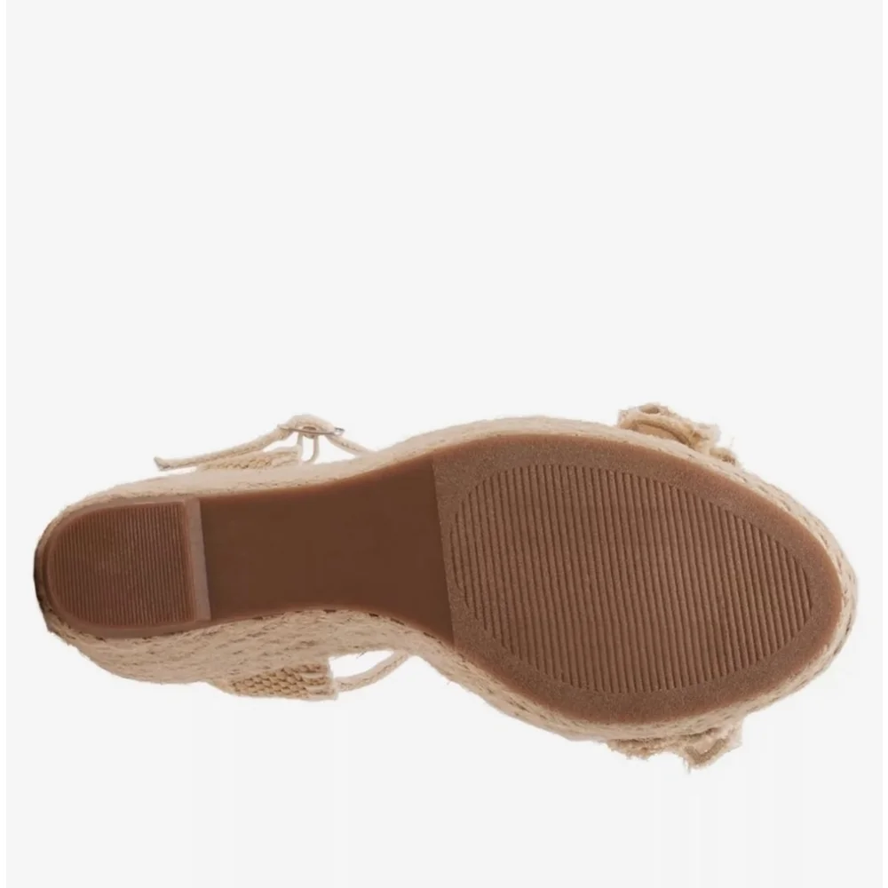 Rosset Espadrille Macrame Wedge Platform Sandal 10 M - Beige Linen Off White